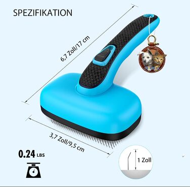 Набір для догляду за собаками (5 шт.) – щітка для вичісування линяючої шерсті (коротко- та довгошерсті). Синій колір.