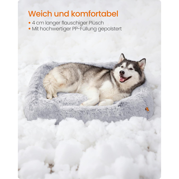 Feandrea Крісло-ліжко для собак, велике, 120 x 85 x 23 см, кошик для собак, м'яке ущільнення, собаче ліжко, підняті бортики, знімний та пральний чохол, нековзне, Ombré сірий PGW274GA01 XXL