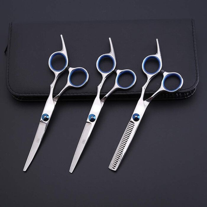 Набір професійних ножиць для грумінгу собак, набір для догляду за тваринами, сталевий триммер для шерсті собак та котів з 6-дюймовим лезом, ножиці для розрідження, вигнутий гребінець