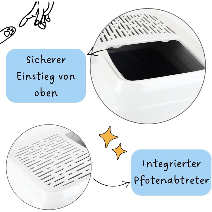 Лоток для котів GarPet Hop-In з верхнім входом, XXL, блакитний