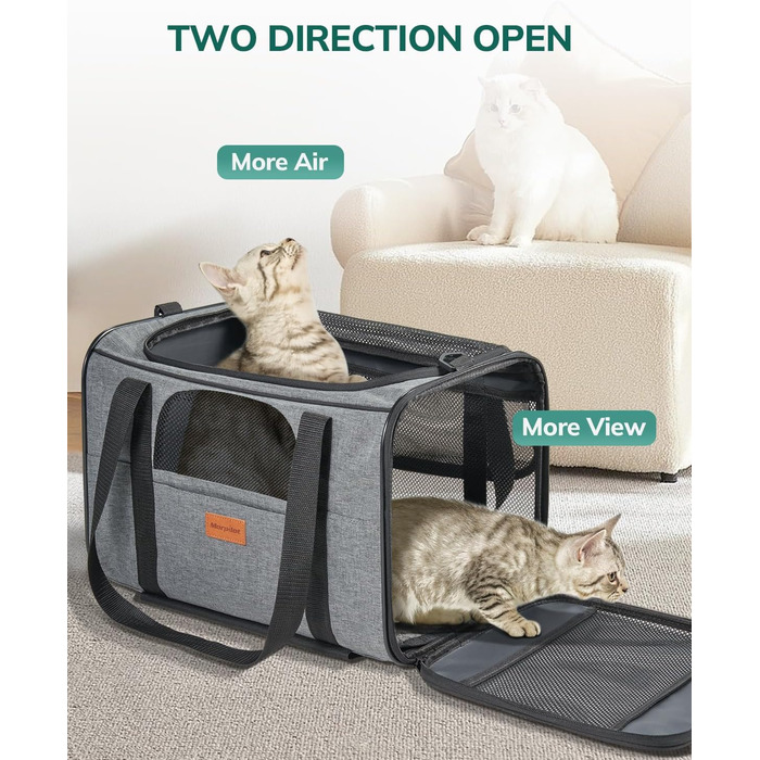 Трансформер для котів та собак Morpilot з колесами, сірий. Сумка-переноска для тварин, схвалена авіакомпаніями, для маленьких собак, великих котів, цуценят. Розміри: 43 x 28 x 28 см