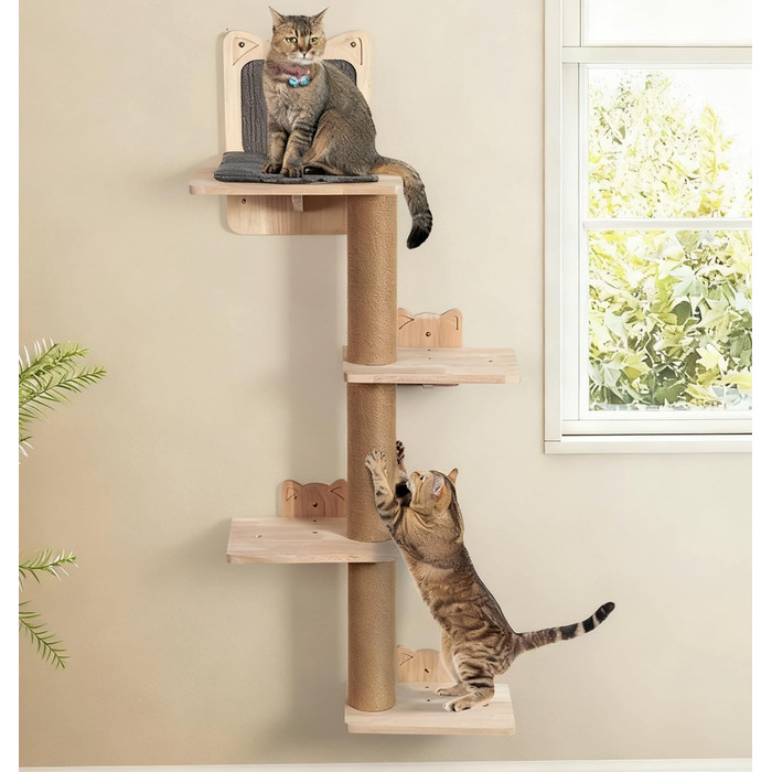 Кігтеточка для котів LitaiL Wandkratzbaum: 4 яруси, 110 см, з екошкіри, сірий колір