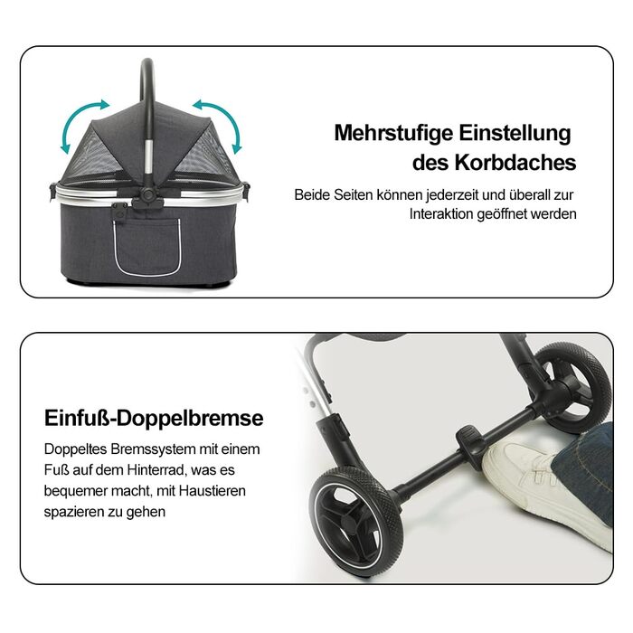 Візок для собак 3-в-1 до 24 кг, складний, для маленьких собак та котів, візок-кіндерваген для собак