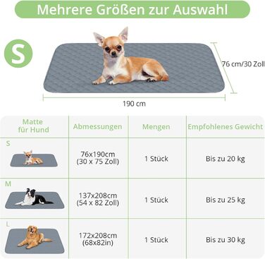 Водонепроникний килимок для собак, 137x208 см, захист для дивана, ліжка, автокрісла, сірий (Dunkelgrau B, S (76x190cm))