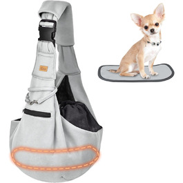 Слінг для собак та котів CUBY - переноска для тварин, слінг на одне плече, сірий, з підставкою для лап