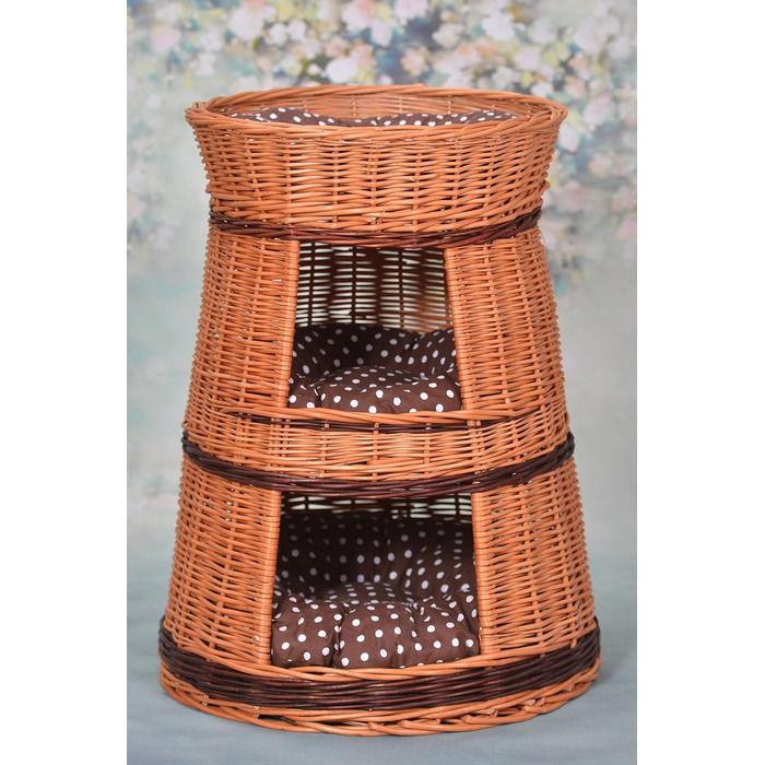 Багатоярусна котяча кімната з трьох поверхів, корзина для кота з плетеної лози, котячий будиночок з подушкою, котячий турнік