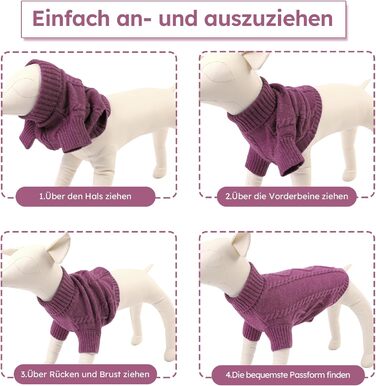 Світер для собак Queenore: теплий, стильний, з в'язаним візерунком для дрібних порід (такса, французький бульдог, чихуахуа, коргі, коти). Розмір S, колір слива.