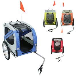 Складаний велопричіп для собак, Oxford-тканина, з ременем безпеки та прапорцем, 137*73*90см (блакитно-сірий)