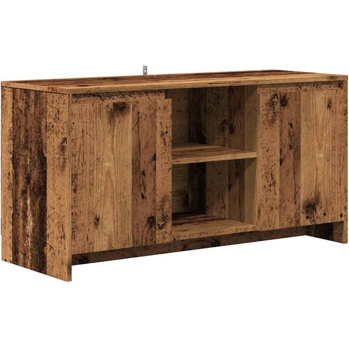 vidaXL телевізійна тумба з дверцятами та полицями, біла, 102x37,5x52,5 см, ДСП (старе дерево), меблі для телевізора, низька тумба, шафа для ТВ, HiFi, для вітальні