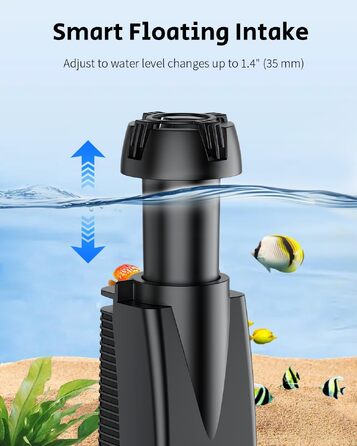 Скіммер для акваріума Pawfly 300 L/H 4W — поверхневий фільтр-насос для видалення масляної плівки та бруду (до 350 л), з біогубкою та присосками