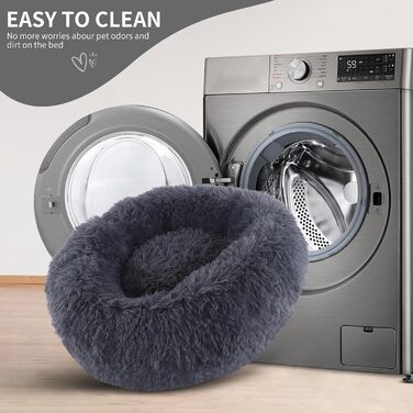 Кругле ліжко для собак та котів BVAGSS: м'яке, пухнасте, зручне, 50 см, сірий колір