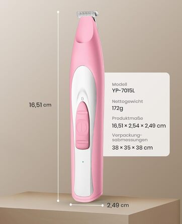 Триммер для собак Oneisall: безшумний, акумуляторний, з LED-підсвічуванням для догляду за лапами, очима, вухами та обличчям (зелений, рожевий)