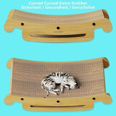 Кігтеточка для котів L-подібної форми, настінний монтаж, 60 см, вертикальна/горизонтальна, з іграшкою-кулькою, економія місця, міцна конструкція для котів, що живуть у приміщенні (Lounge 50CM)