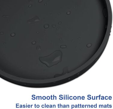 Силіконовий килимок для годування домашніх тварин Arespark, неслизький, водонепроникний, з піднятими бортиками, запобігає розливу, круглий, для собак, котів, цуценят, кошенят, 15,2 x 6, чорний