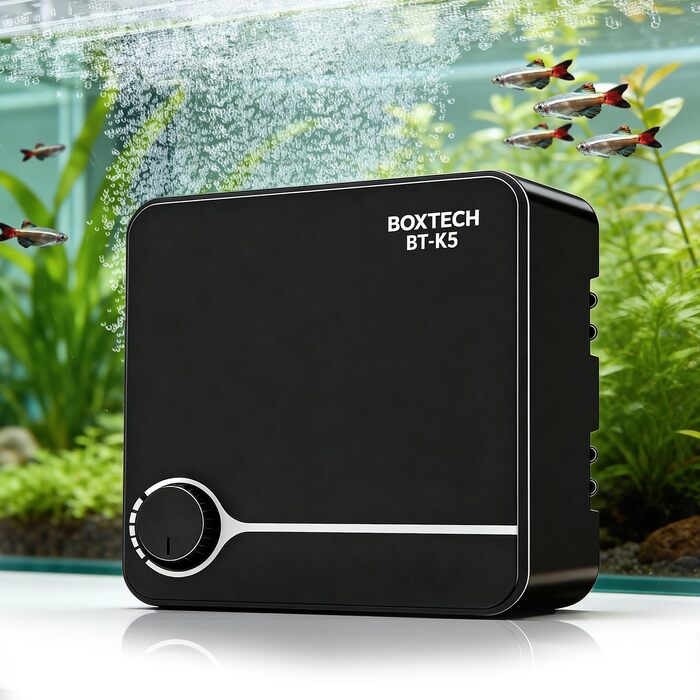Повітряний компресор для акваріума Boxtech 10W, 4 виходи - тихий, регульований, для акваріумів 50-500л