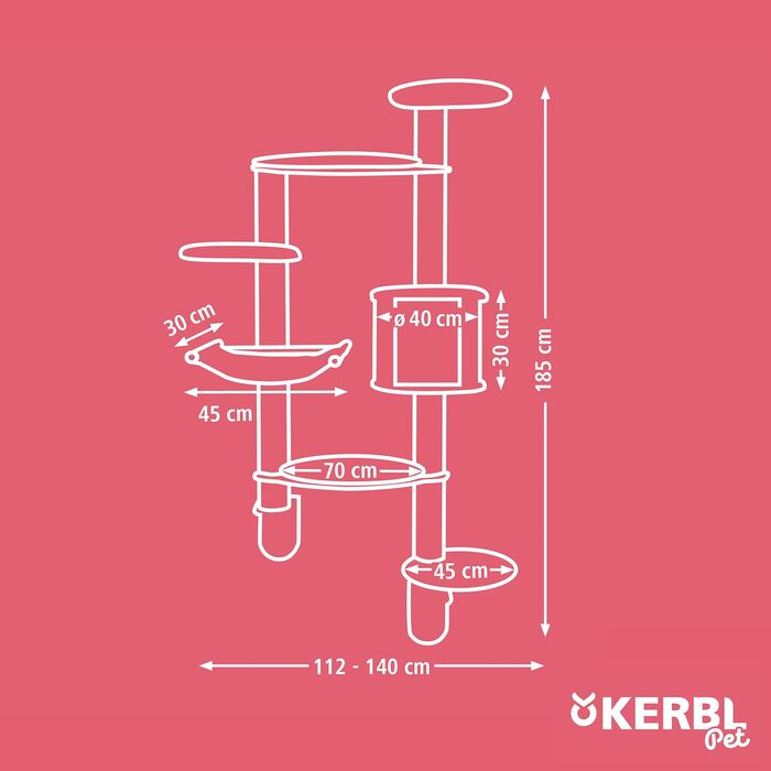 Дряпак для котів Kerbl Dolomit XL Tofana, сірий, 185 см, компактний, зі знімними подушками