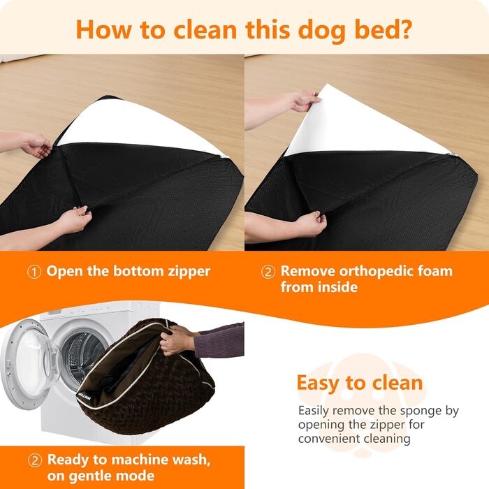 Ортопедичне ліжко для собак, матрац для собак з двошаровим дизайном, миється, знімний кошик для собак, 105 см для середніх собак, коричневий L 105 x B 69 x H 12 см Коричневий