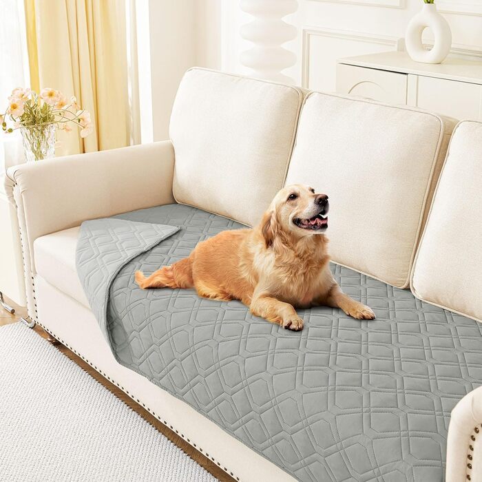 Водонепроникний килимок для собак Homaxy, 130x100 см, сірий+світло-сірий, для дому та на вулицю, миючий, двосторонній