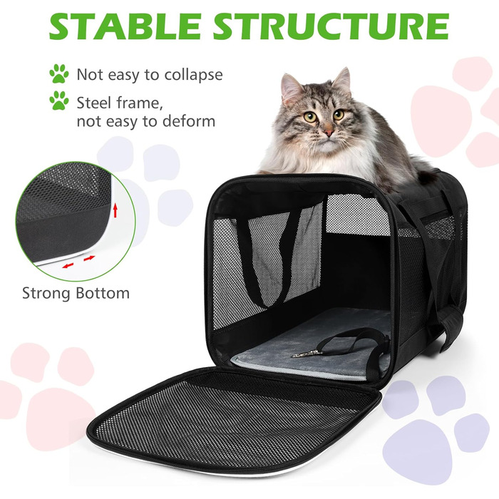 Транспортний бокс для котів Lannvan, до 6,5 кг, чорний (45x30x30 см)