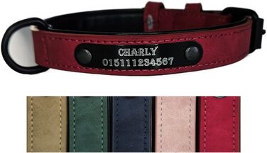 Шкіряний ошийник для собак та котів з персональним гравіюванням Jack & Be - червоний, розмір M