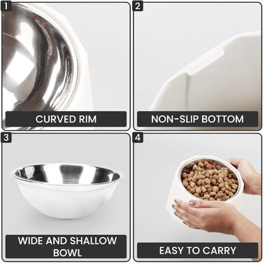 Підвищена годівниця для собак Belle Vous з мискою - 470 мл, нержавіюча сталь, протиковзна, без витоків, для собак та котів