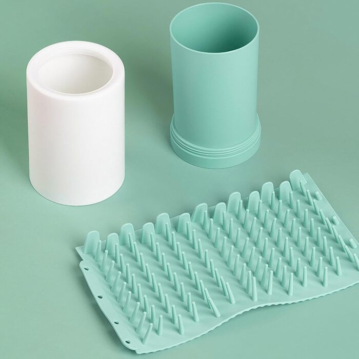 Миска для миття лап собак Tuxxjzm, витокостійкий очищувач лап для домашніх тварин, видалення бруду, щітка для лап, м'яка машина для чищення лап, покращена ефективність очищення, зелений, великий розмір