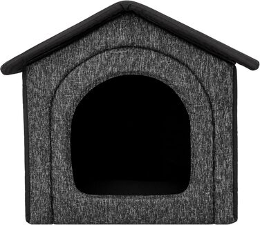 Будинок для собак та котів - великий, чорний, знімний дах, 76x72x74 см (R6/XXXL) - з екологічної тканини та Оксфорду