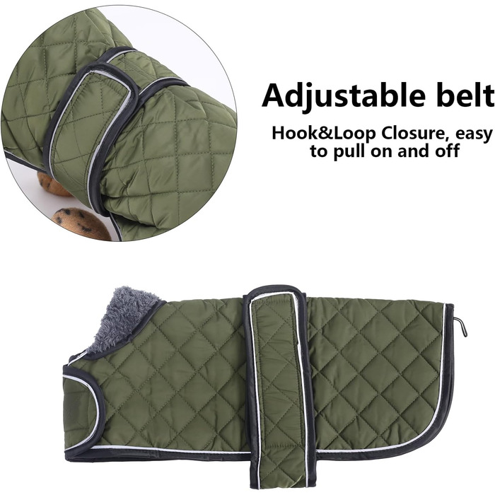 MOREZI Зимовий одяг для собак - теплий водонепроникний пуловер для такс з вовняним утеплювачем та регульованими ременями, теплий зимовий одяг для маленьких собак, зелений, S (довжина спини: 36-38 см)