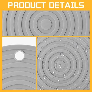 Силіконові килимки під годівниці для котів та собак, нековзкі, водонепроникні (сірий, 23.6 см)