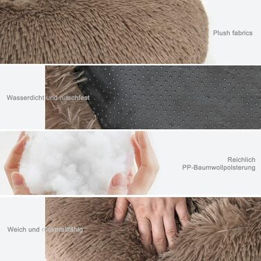 Кругле ліжко для собак та котів Lucky Sign, м'яке, тепле, 70 см, коричневе