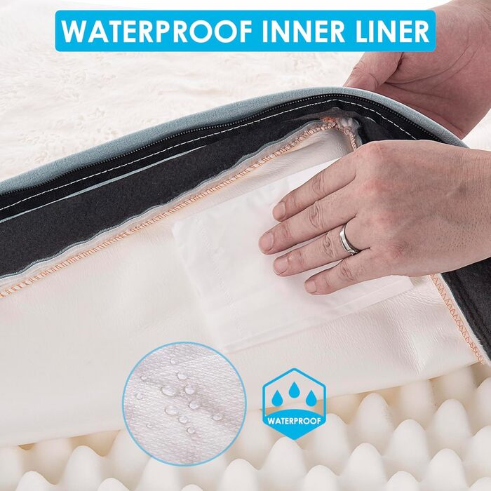 Ортопедичне ліжко для собак середнього розміру Sunheir, водонепроникне, з плюшем, знімний та пральний чохол, протиковзна основа, блакитне, 91x61x76 см