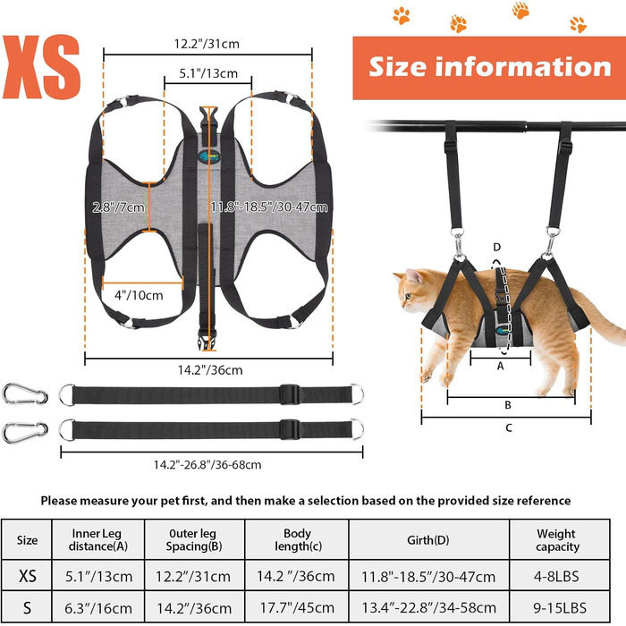 Гамак для грумінгу собак Ownpets з 4 гачками, XS - для миття, догляду та стрижки нігтів