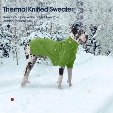 Зелений теплий пуловер для собак IECOii з коміром-роллером, для маленьких, середніх та великих собак, для чихуахуа, французького бульдога, лабрадора (XXX-Large, GrassGrün)