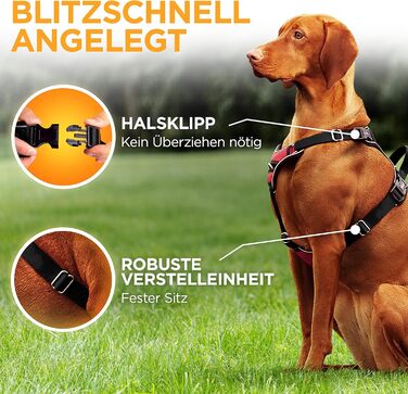 Шлейка для собак - відбиваюча, з м'якою підкладкою, для собак маленьких та великих порід, червона, обхват шиї 40 см (34-45 см), обхват грудей 43-55 см