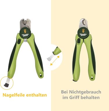 Професійна кусачка для догляду за кігтями собак Thunderpaws з захистом, блокуванням та пилочкою (середня/велика, зелена)