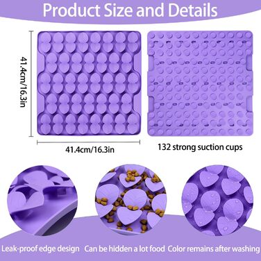 Силіконова килимок-нюхалка для собак середнього розміру, фіолетовий, для повільного годування, з присосками