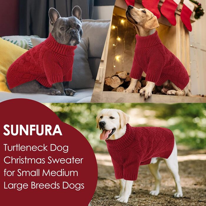 Зимовий светр для великих собак SUNFURA XL, в'язаний одяг для собак, для дівчаток і хлопчиків, теплий светр для Пітбулів, Лабрадорів, осінньо-зимовий пуловер