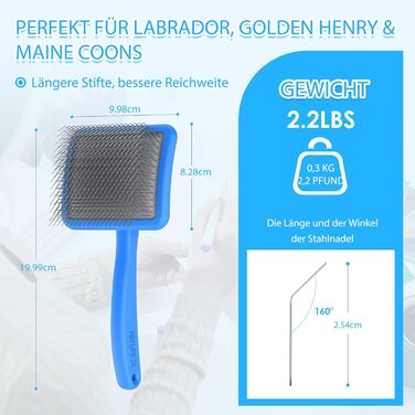 Набір для грумінгу собак великих порід Slicker Bürste Hund – 3 предмети: щітка Slicker, гребінець для підшерстка та гребінець з нержавіючої сталі. Підходить для довгошерстих собак та котів (Голден Ретрівер, Лабрадудль, Пудель)