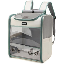 Рюкзак для тварин: переноска для собак та котів до 10 кг, дихаюча, з прозорим вікном, зелена