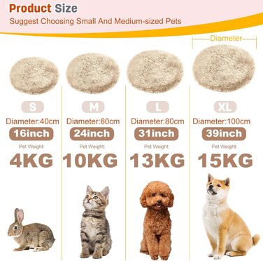 PETCUTE М'яке ліжко для собак, великих та середніх порід, 40x40 см, персиковий колір. Зручне, тепле, з антиковзною основою, легко миється.