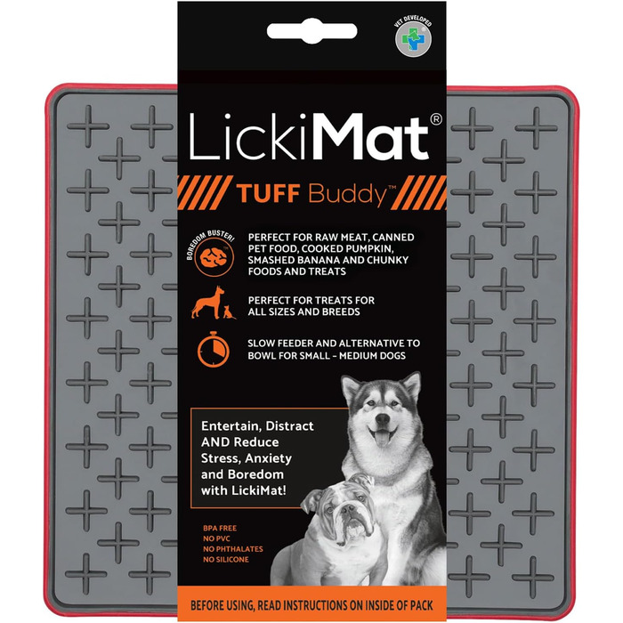 LickiMat Tuff Buddy - годівниця для собак, повільне годування, зменшує нудьгу, червона