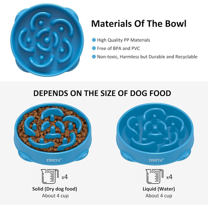 Набір мисок для собак, повільне годування, 2 шт. (магента, темно-синій)
