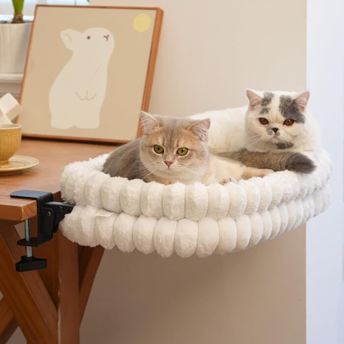 Лежанка для котів Cheerpals на присосках: складана, 2-в-1 (зима/літо), біла, розмір L