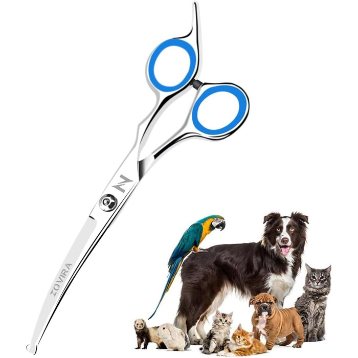 Професійні ножиці для грумінгу собак 6,5'', вигнуті, з круглим кінчиком та ножиці для стрижки подушечок лап. Ножиці для грумінгу собак, індивідуальна упаковка