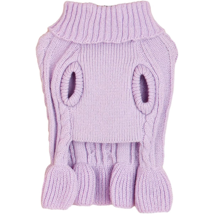 Пуловер для собак, розмір M, акрил, з коміром-горловиною, для собак маленьких та великих порід, 5,9–7,3 кг, теплий та зручний (Світло-фіолетовий)