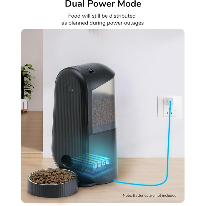 Автоматична годівниця для котів FUKUMARU 4L Wi-Fi, для котів і собак, з програмованим таймером, працює від акумулятора та мережі