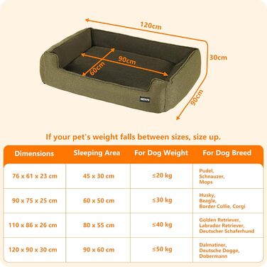 Ліжко для собак, м'яке, знімний чохол, сірий, 90 x 75 x 25 см / 120 x 90 x 30 см (оливковий)