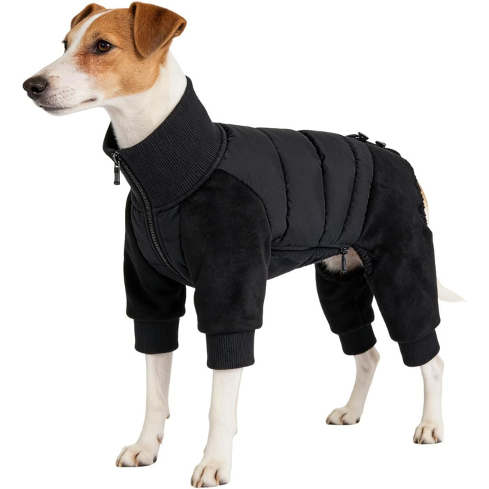 Зимовий теплий одяг для собак з отвором для повірця, непромокаємий, для маленьких, середніх та великих собак (25N016 Білий, Чорний, XXL)