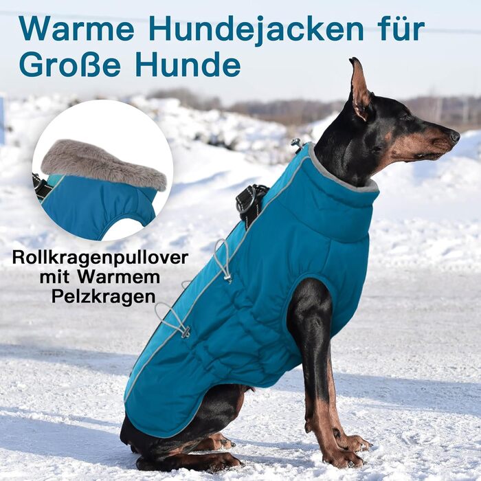 Водонепроникна куртка для собак на зиму, тепла флісова куртка для середніх собак, захист від бруду, для далматинців, зелено-блакитна, розмір L