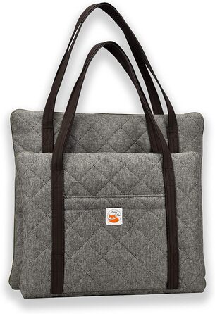 Sleepy Fox® Преміум-ліжко для собак у подорожах - портативний, складаний килимок для годування собак у ресторанах з зручними плечовими ременями - красивий та практичний (M/L, Сірий)